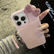 高级水钻蝴蝶结适用iPhone15promax/16手机壳苹果14/13/12/11软XR