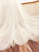 欧美外销女士结婚婚纱礼服配件可拆卸双层网纱长拖尾大裙摆裙装