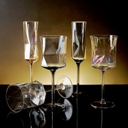 几何高档创意无铅玻璃葡萄高脚杯香槟杯家用果汁杯洋酒红酒杯套装