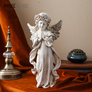 欧式艺术复古少女天使女孩摆件，美式树脂石膏，雕像桌面软装饰品摆设