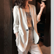 白色西装外套女2024夏季韩版气质职业休闲薄款七分袖防晒小西服潮
