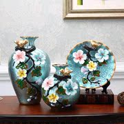 陶瓷欧式花瓶三件套摆件创意客厅简约玄关酒柜电视柜插花软装饰品