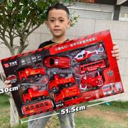 益智大号消防车工程车玩具，套装惯性儿童男女孩，回力小汽车模型