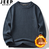 jeep吉普冬季毛衣男士纯棉，加绒加厚保暖针织衫圆领休闲套头，毛线衣(毛线衣)