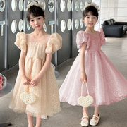 六一儿童演出服夏季女童蓬蓬，气质公主泡泡袖，亮晶晶纱裙主持人礼服