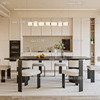现代极简高级炫酷黑家用餐厅长方形吃饭餐桌椅组合北欧简约设计