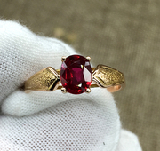 鸽血红宝石戒指18k玫瑰金镶嵌天然红宝石戒指*女士红宝石指环