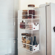 磁吸冰箱架侧挂架抽拉铁艺烤漆置物架咖啡器具调味料饮品收纳