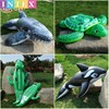 儿童水上充气坐骑大小海龟，蓝鲸鱼海豚乌龟动物造型游泳圈玩水玩具
