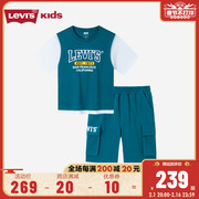 levi's李维斯(李维斯)童装，男童短袖t恤短裤，2件套2023夏季款儿童运动套装