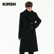 kirsh大樱桃冬季长款毛呢外套，女气质高级感英伦，时尚黑色显瘦大衣