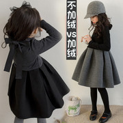 韩版女童秋冬连衣裙洋气长袖，中大儿童加绒裙子宝宝高领蓬蓬公主裙