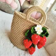 草莓包雏菊花包手工(包手工)diy材料包毛线(包毛线)编织钩针手提包单肩包冰条包