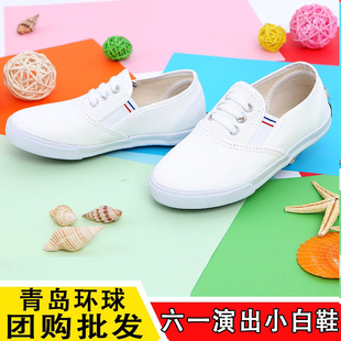 青岛环球儿童鞋幼儿园，体操鞋小白鞋白球鞋，男童女童白色舞蹈帆布鞋