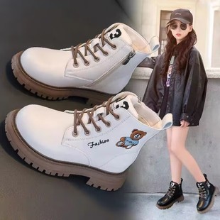 女童马丁靴儿童靴子，加绒2023秋冬鞋子软底，冬季小短靴女童鞋