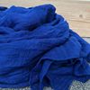 秋冬棉麻围巾女宝蓝色镂空网格，围巾女士超长款厚保暖披肩两用丝巾