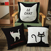 外贸创意黑白猫咪棉麻，抱枕套ebay家居，装饰靠时尚家用装饰外贸