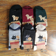 出口日本秋冬女士短袜保暖女袜外贸安哥拉兔毛袜子甜美加厚毛圈袜