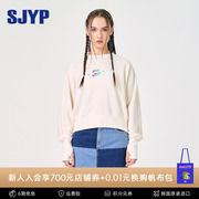 sjyp韩国小众设计上衣复古字母，印花潮范儿，短款长袖运动卫衣女