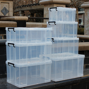 高透明(高透明)收纳塑料箱，家用储物箱整理箱，特大号衣服箱子车载储藏箱加厚
