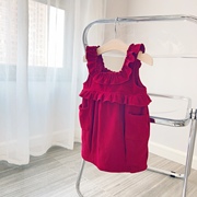 2022秋 韩版品牌苏西条绒红色背带裙女童连衣裙背心裙小童1-5岁