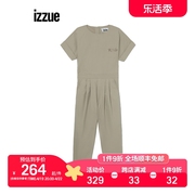 izzue女装短袖连体裤2022夏季帅气潮酷连身裤长裤6600U2I