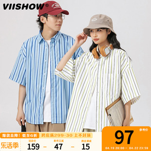 VIISHOW冰丝短袖衬衫男夏季薄款速干潮牌日系宽松休闲衬衣外套