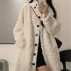 韩系羊羔毛白色(毛白色，)棉衣女冬季2023年加厚中长款毛毛仿皮草外套
