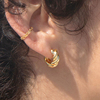 欧美vintage复古法式圆形麻花扭纹耳扣经典螺纹，造型牛角包耳环(包耳环)