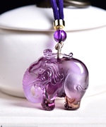 天然巴西紫水晶大象吊坠项链太平有象吉祥如意大象招米普贤的坐骑