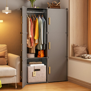 衣柜家用卧室简易组装柜子出租房用置物架经济型结实耐用布衣橱