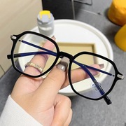 网红素颜黑框眼镜透明塑料镜框大脸显瘦近视眼镜女防蓝光平光镜框
