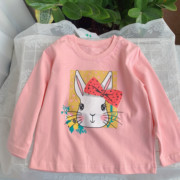 粉嫩小兔子春季薄款纯棉长袖t恤女童卡通可爱上衣宝宝休闲