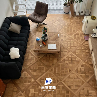 法式风格橡木凡尔赛拼花地板，奢华金属漆方块多层实木复合地板