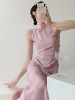 Srose菡萏 国风复古新中式改良设计无袖旗袍裙显瘦收腰连衣裙夏款