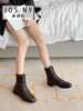 卓诗尼秋冬季女靴子女短短筒靴子系带平底方头韩版时装马丁靴