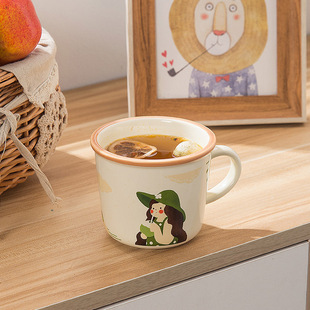 椰子女孩陶瓷马克杯创意，设计家用办公女生，水杯子高颜值早餐杯