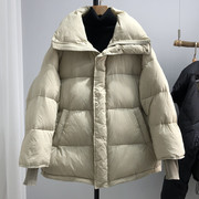 羽绒服女中长款加厚宽松白鸭绒面包服2023冬韩国原版布衣外套