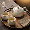 米黄汝窑陶瓷茶壶一人茶具套装，西施壶小单个泡茶壶家用两杯泡茶杯