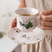 法式镂空杯碟创意陶瓷英式水壶杯碟套装下午茶，奶茶杯碟简约花茶杯