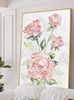 现代小清新奶油风植物花卉客厅装饰画玫瑰玄关肌理感竖版落地挂画