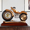 复古座钟客厅静音欧式钟表创意摆件石英钟摩托车家用现代坐钟台式