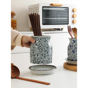 陶瓷筷子筒日式高端家用沥水筷笼家庭厨房大号筷勺餐具收纳盒