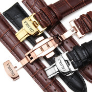 卡罗莱款手表带男女士真皮，表带182022mm手表配件蝴蝶扣
