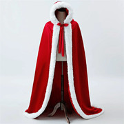 2023年冬季连帽加厚披风大红色女士圣诞节长款表演服斗篷披肩