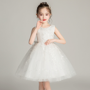 20218韩版女小童10蕾丝7跳舞蓬蓬，网纱裙6白色背心公主裙子5岁
