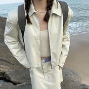 dtclassic设计感小个子，短外套女2023秋季双拉链，显瘦夹克上衣