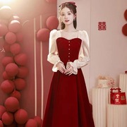 小个子新娘结婚订婚红色，敬酒服喜庆日常可穿回门礼服高级感连衣裙