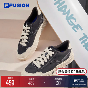 FILA FUSION斐乐潮牌POP2代女鞋帆布鞋休闲板鞋运动鞋黑色鞋