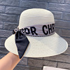 帽子女夏季遮阳渔夫帽欧美风飘带草帽可折叠出游度假太阳帽沙滩帽